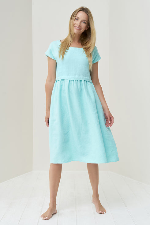 Image 7 of Pure linen dress features short sleeves and side pockets Molly from Baltic Linen